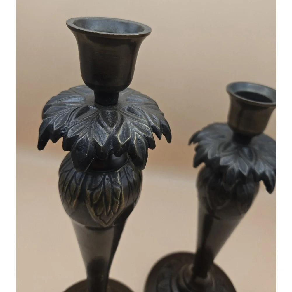 Brass Palm Candel Holders Two Sizes‎
